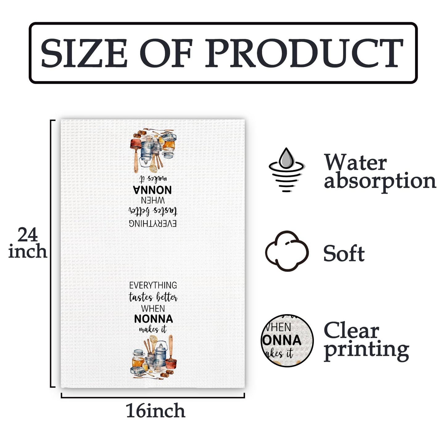 Nonna Gifts Kitchen Towels, Gifts for Nonnas Dish Towels, Nonnas Gifts from Grandkids, Everything Tastes Better When Nonna Make It Decorative Hand Towel for Kitchen (16x24 Inch)