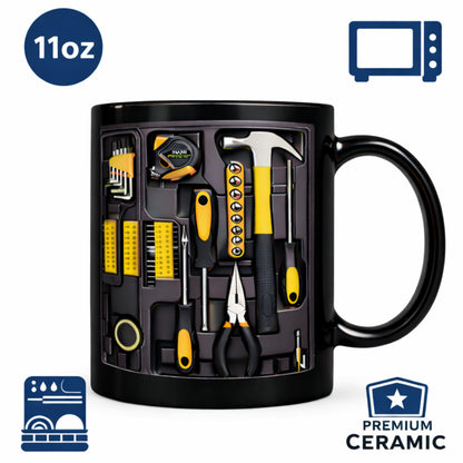 Mechanic Coffee Mug — Toolbox Design Ceramic Cup 11oz, Funny Gift for Mechanics, Handymen & Carpenters, Man Coffee Mug with Tools, Mechanics Tool Box Mug, Dishwasher Safe, Birthday & Christmas Gift