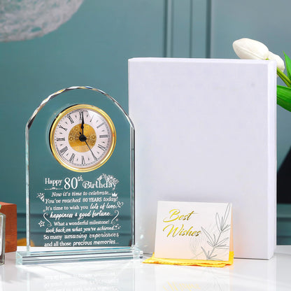 Ornalrist Happy 80th Birthday Quartz Clock Gifts for Women, Men, Couple, Parents & Grandma - 80 Year Old Birthday Presents for Her, Mom, Dad - 80 Year Blessing Quartz Clock Keepsake Home Decor