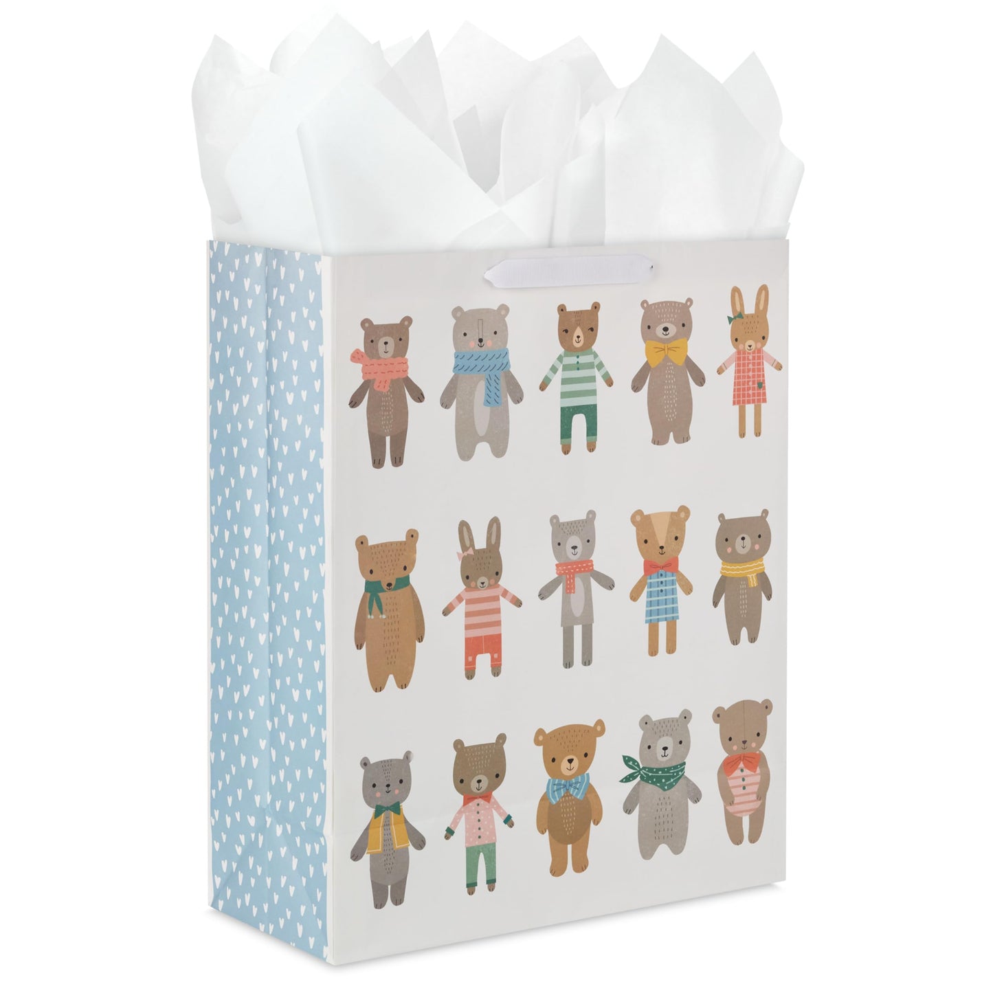 Hallmark 15" Extra Large Gift Bag with Tissue Paper (Bears and Bunnies) for Kids, Baby Showers, First Birthdays