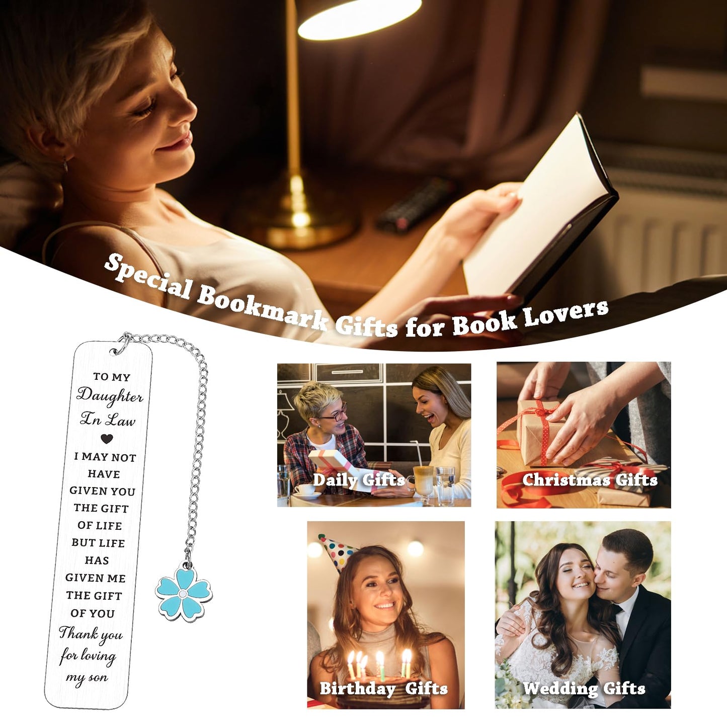 Daughter in Law Gifts from Mother in Law - Mothers Day Gifts for Daughter in Laws Birthday Future Daughters in Laws Gift for Mothers Day Birthday Wedding Anniversary, Bookmark for Book Lover Women