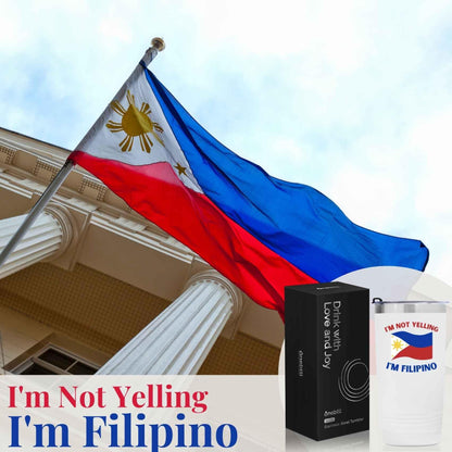 Onebttl Filipino Gifts with Philippines Flag, Filipino Philippines Souvenirs, 20oz Stainless Steel Insulated Travel Mug, Perfect for Filipino Men & Women on Birthday & Christmas - I'm Not Yelling