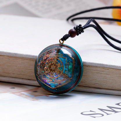 Da Piao Liang Sacred Geometry Orgone Pendant Necklace with Metatron's Cube & Mandala Design - SBB Copper Wire Energy Amulet, Black Adjustable 26-Inch Cord Chain for Spiritual Healing
