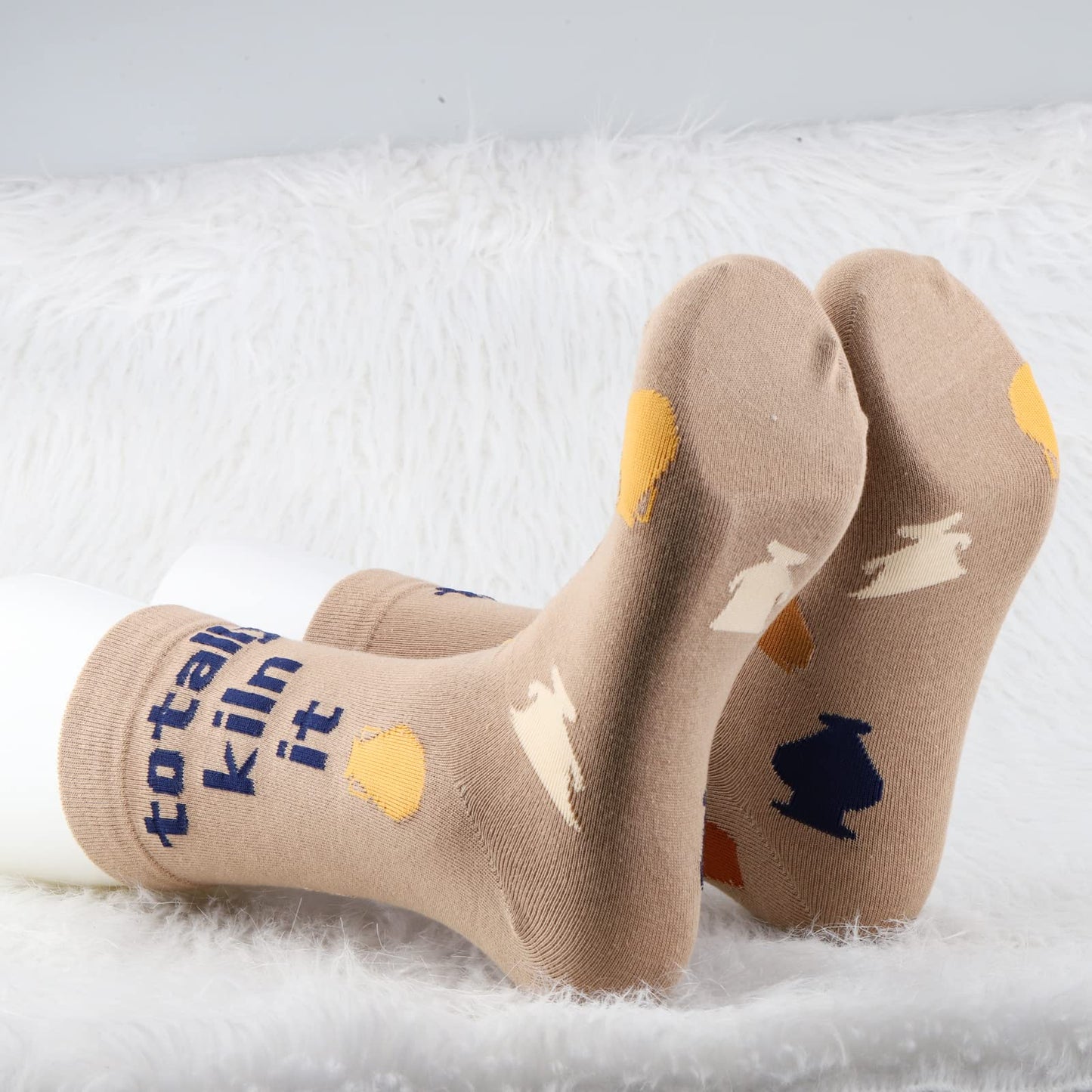 MBMSO Ceramic Artist Gifts 2 Pairs Totally Kiln It Pottery Socks for Pottery Lover and Ceramic Maker