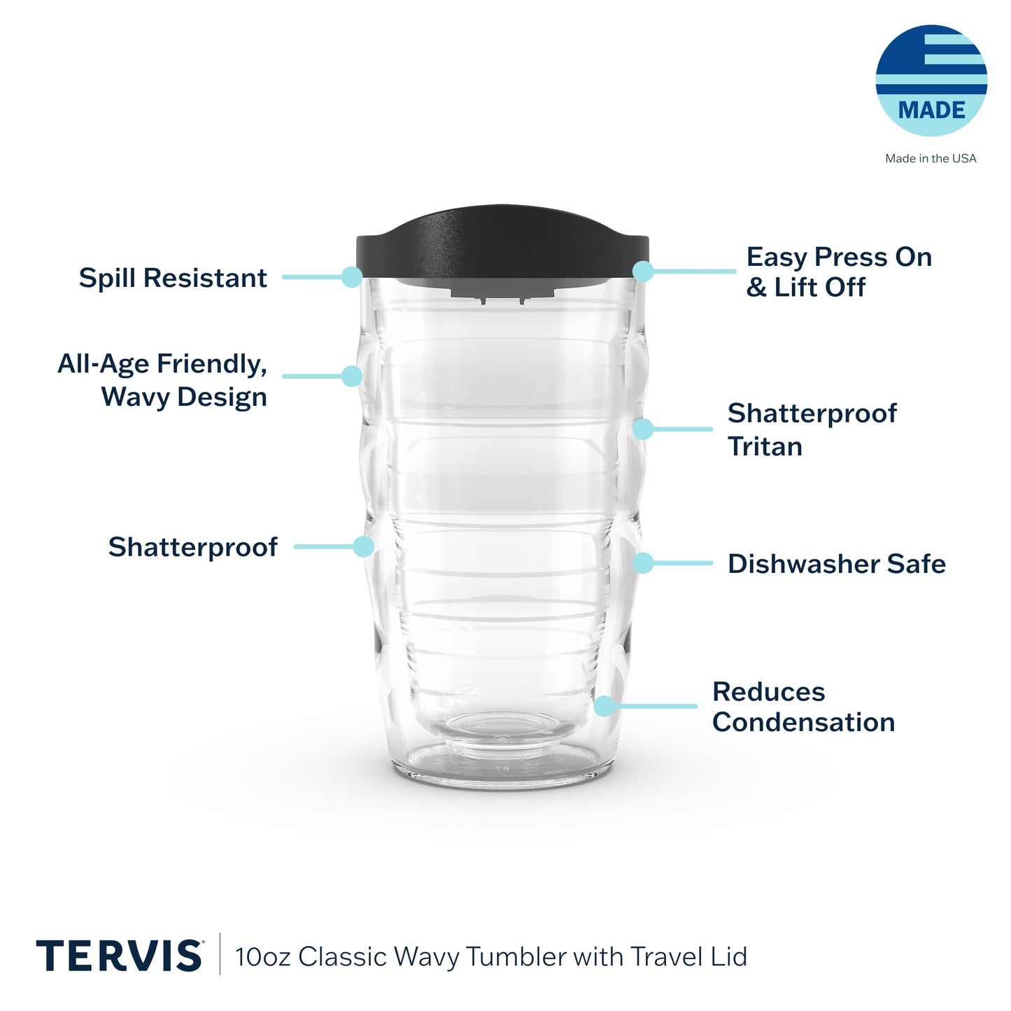 Tervis Big Bro Made in USA Double Walled Insulated Tumbler Travel Cup Keeps Drinks Cold & Hot, 10oz Wavy, Big Bro