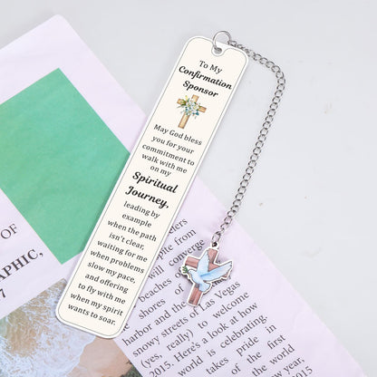 Confirmation Sponsor Gifts for Women Men, Christian Catholic Confirmation Sponsor Gifts Bookmark, Thank You Bookmark Gift for Sponsors Godfather Godmother, Sponsors Appreciation Gift from Candidate