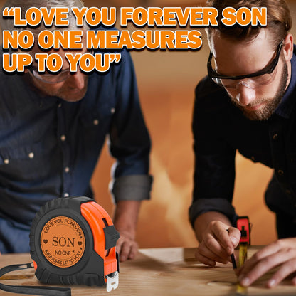 Gifts for Son, Stocking Stuffers for Men, Tool Gifts for Men Genuine Leather Engraved 25 FT Tape Measure, Christmas Gifts for Son from Mom