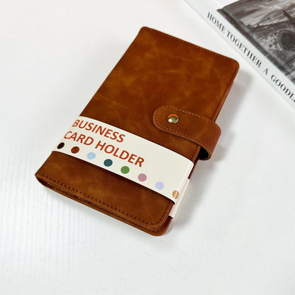Leather Professional Business Card Holder Book Organizer, 240 Card Slots Capacity Booklet, Premium PU Name Cards Storage Folder with Soft Cover, Credit Card Binder Holder for Men/Women (Brown)