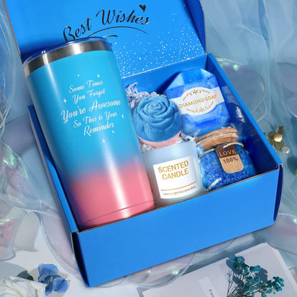 Gifts for Women, Luxury Birthday Gifts for Mom Sister Girlfriend Grandma Bestie Daughter Her, Teacher Appreciation Graduation Gift, Self Care Relaxing Spa Gift Basket Blue