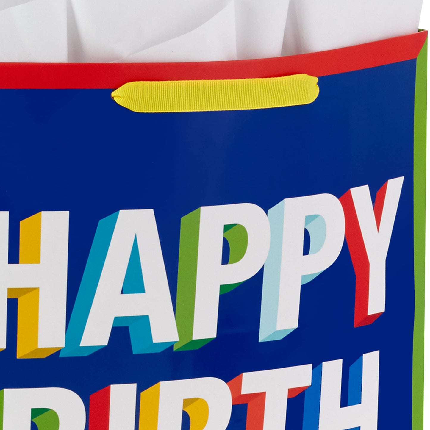 Hallmark 15" Extra Large Birthday Gift Bag with Tissue Paper (Happy Birthday, Red, Blue, Yellow, Green) for Kids, Teachers, Coworkers, Friends