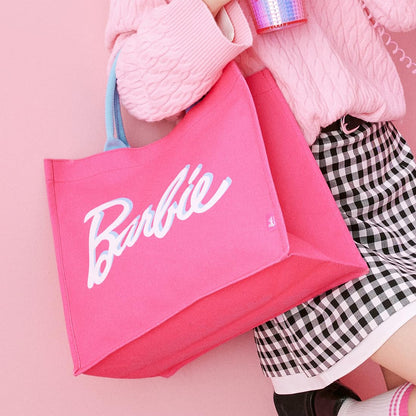 MINISO Barbie Tote Bag, Large Canvas Tote bag for Women, Fashion Shopping Work handbags, Personalized Present for Birthday, Beach, Holiday, Wedding, Birthday Gifts for Mom, Sister, Teacher, Friend