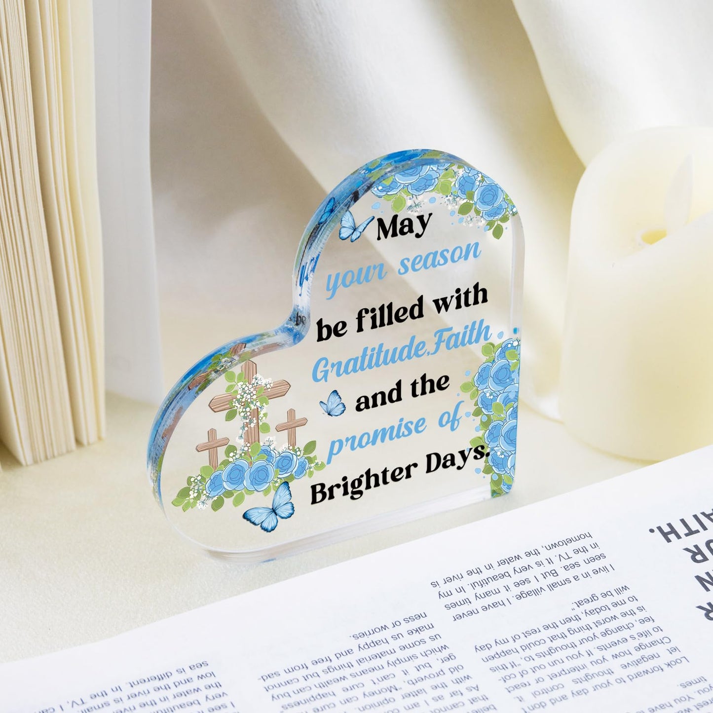 Christian Gifts for Women Acrylic Heart Keepsake with Uplifting Message Easter or Baptism Gift for Christian Women, Religious Gift for Faith and Hope Unique Keepsake for Friends or Family