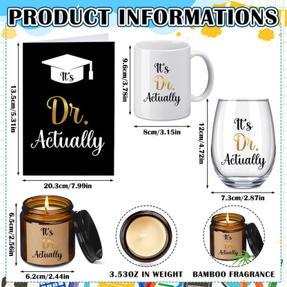 Didaey 4 Pcs It's Dr Actually Graduation Gift Set for Phd Doctorate Degree Physician 11 oz Coffee Mug and 18 oz Stemless Wine Glass Doctorate Graduation Gift for 2026 Medical Graduate Congratulation