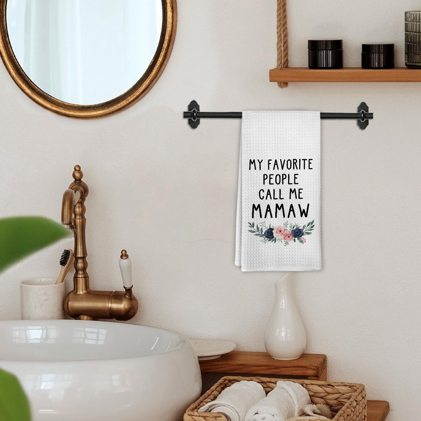 Mamaw Mothers Day Christmas Birthday Gifts Kitchen Towels for Grandma from Grandkids, My Favorite People Call Me Mamaw Dish Towel, Best Grandma Gift Hand Tea Towels for Bathroom, 16x24 Inch