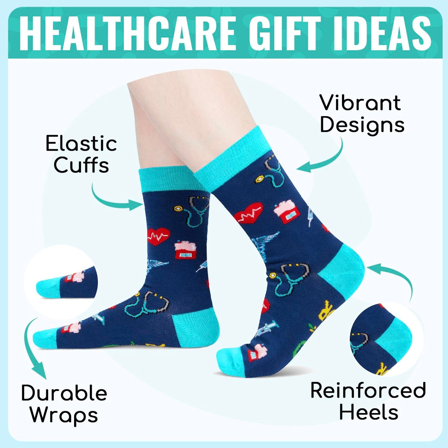 HAPPYPOP Nurse Gifts for Men Women - Nacho Average Doctor CNA EMT RN VET TECH Dentists Socks