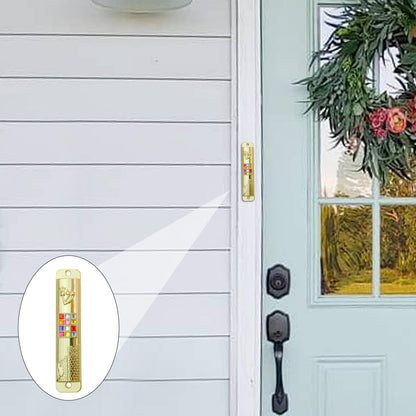 Mezuzah with Scroll for Door, Metal Mezuzah Case with 12 Tribes of Israel Hoshen Stones for Hebrew Home Blessing, Jewish Gifts, Jewish House Warming Decor, Christmas, Easter (Gold)