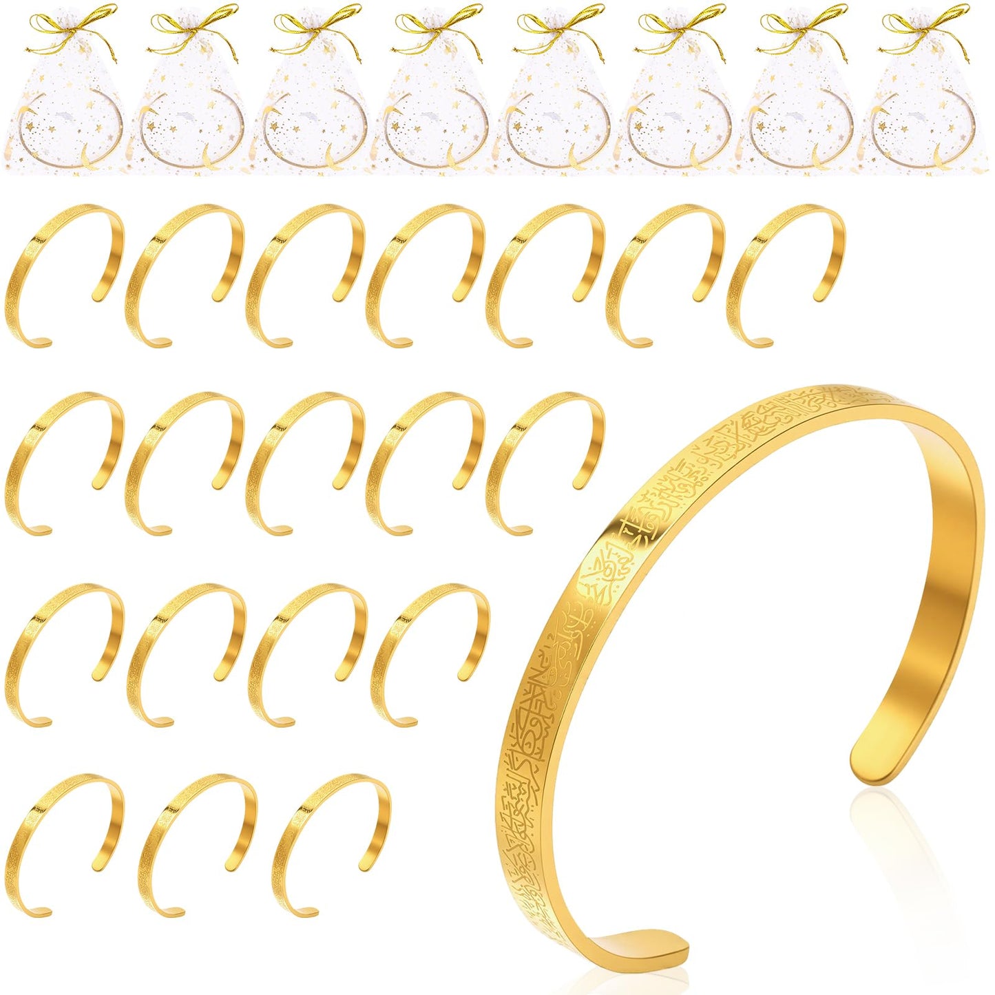 EUBUY Muslim Quran Allah Openable Bangles Arabic Calligraphy Cuff Bracelet, Islamic Jewelry for Women Men Islam Eid Ramadan New Year Gifts