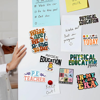 10 Pcs Physical Education Teacher Stickers – Gift for Gym Teachers, Coaches, Parents, Friends, Teammates – Ideal for Laptops, Water Bottles, Tumblers, Notebooks, Scrapbooking 3