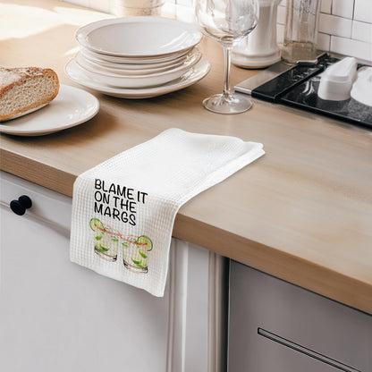 Spicy Margaritas Kitchen Towels, Gifts for Margarita Lovers Dish Tea Towels for Kitchen Decor, Blame It on the Margs Decorative Hand Towels for Cocktail Bar Cart, 16x24 Inch