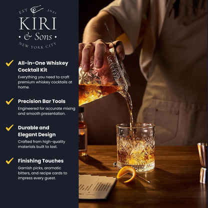 13-Piece Cocktail Shaker Set Bartender Kit+Bitters - Bar Mixing Stir Set with Whiskey Glass, Strainer, Jigger, Father’s Day Gift, Garnish Picks, Recipe Cards - Cocktails, Martinis, Manhattans & More