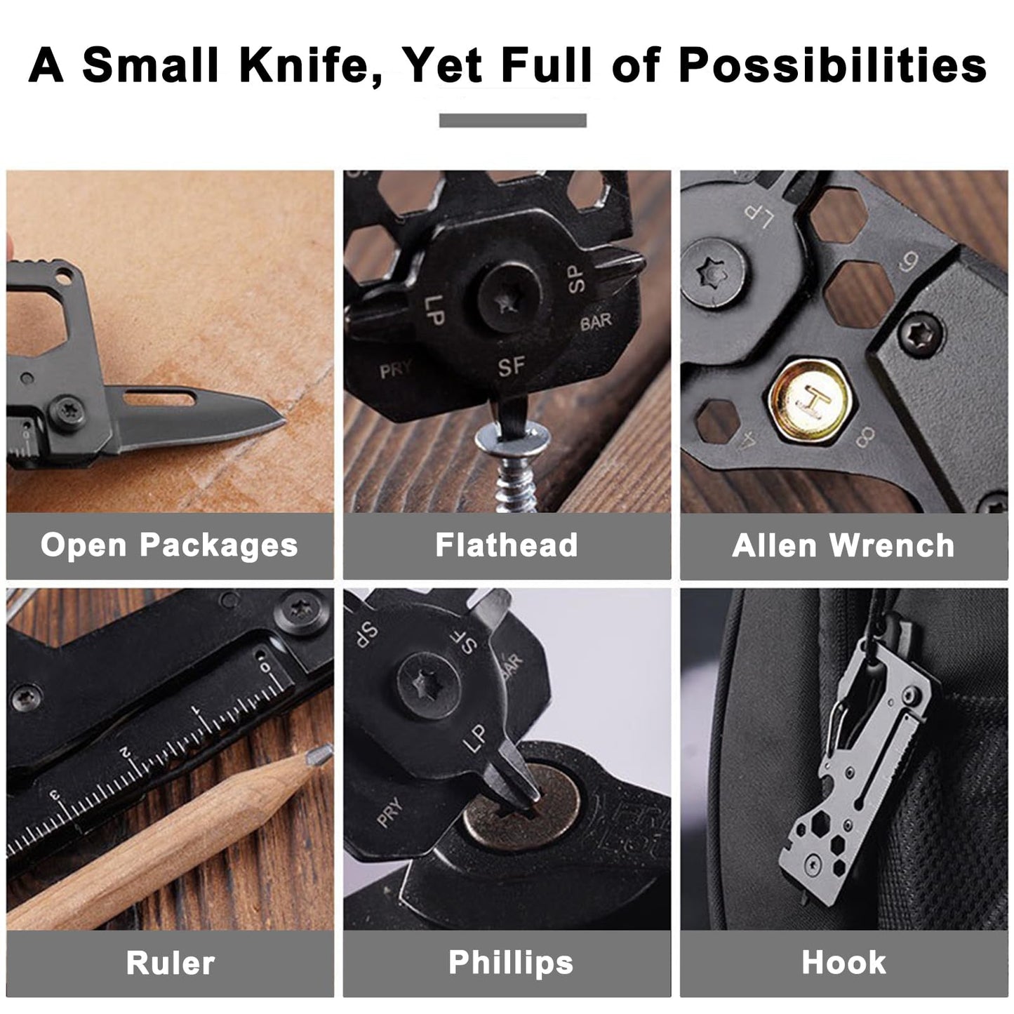 Cool Men Gift Ideas for Him - Fathers Day Dad Gifts Multitool Pocket Knife, Unique Birthday Gift for Husband Brother Boyfriend Adult, Keychain EDC Folding Knives with Clip Hand Tools Gadgets, Black