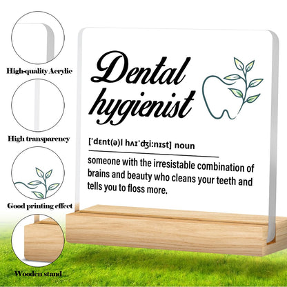 Dental Hygienist Gift for Women Men, Dental Hygienist Definition Acrylic Desk Sign Decor