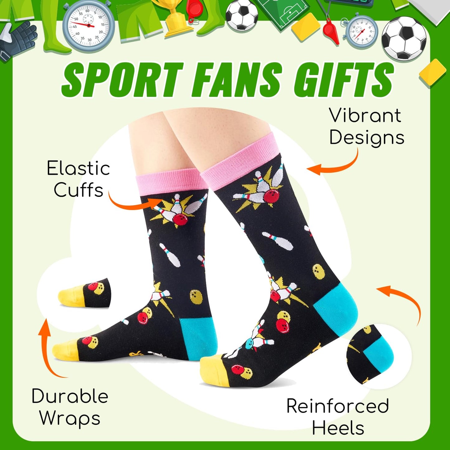 Zmart Funny Socks - Cheerleader Tennis Swimming Hiking Running Gifts for Girls