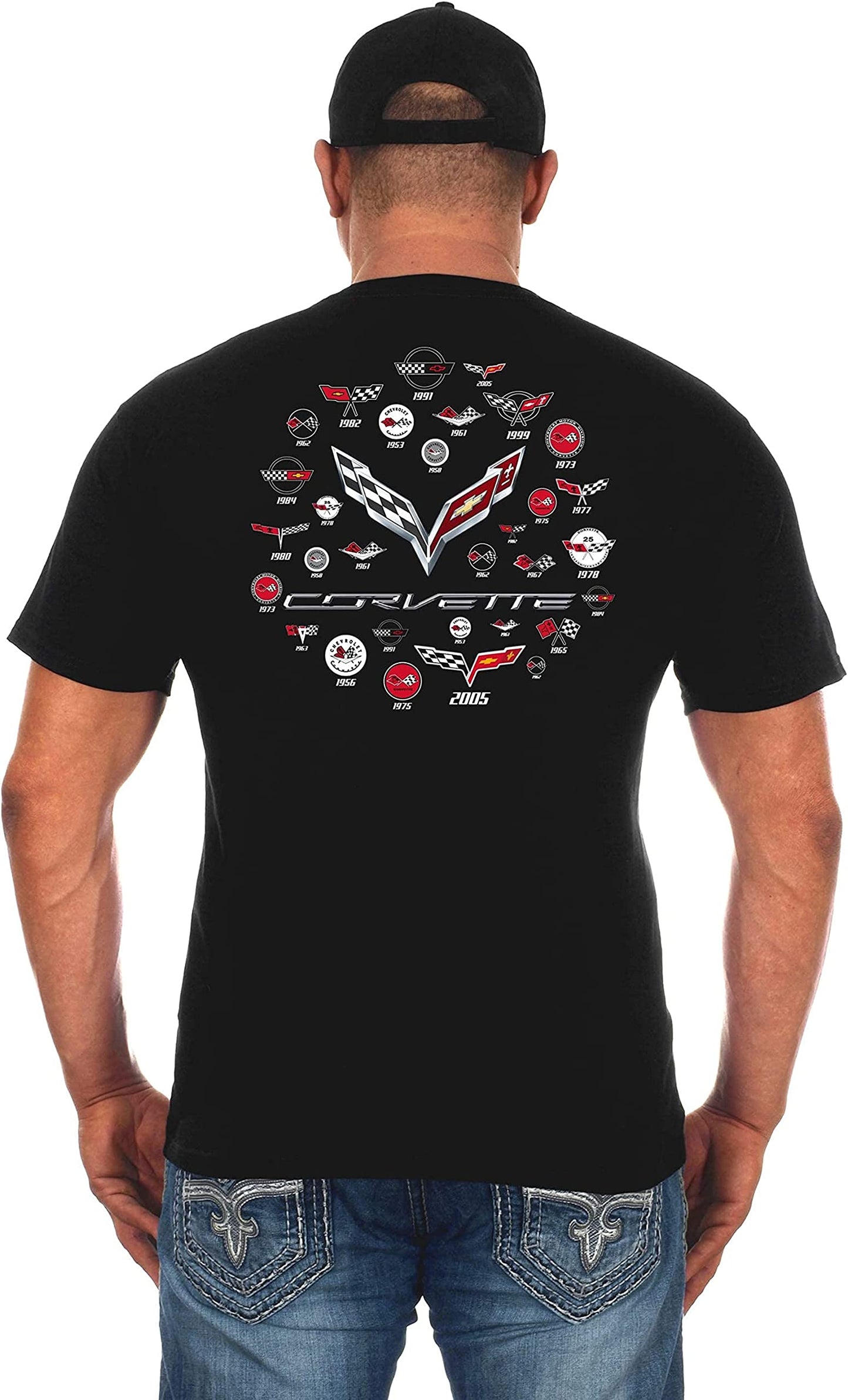 JH DESIGN GROUP Mens Corvette T-Shirt C7 C6 C5 C4 C3 C2 C1 Collage Black Shirt