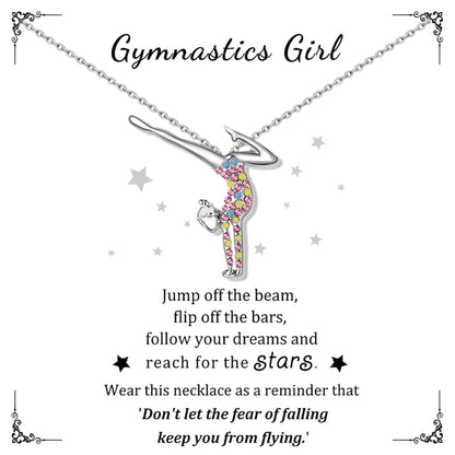 SmileBelle Cheerleader Gymnastics Dance Recital Gifts for Girls, Dance Horse Necklace Cheerleader Outfit as Birthday Gifts for Her, Gymnastics Cheer Necklace Stuff Jewelry as BDAY Gift for Daughter