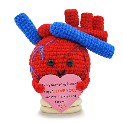 Valentines Day Gifts for Him Her Positive Heart Crochet Desk Decor for Women Girls I Love You for Wife Couple Birthday