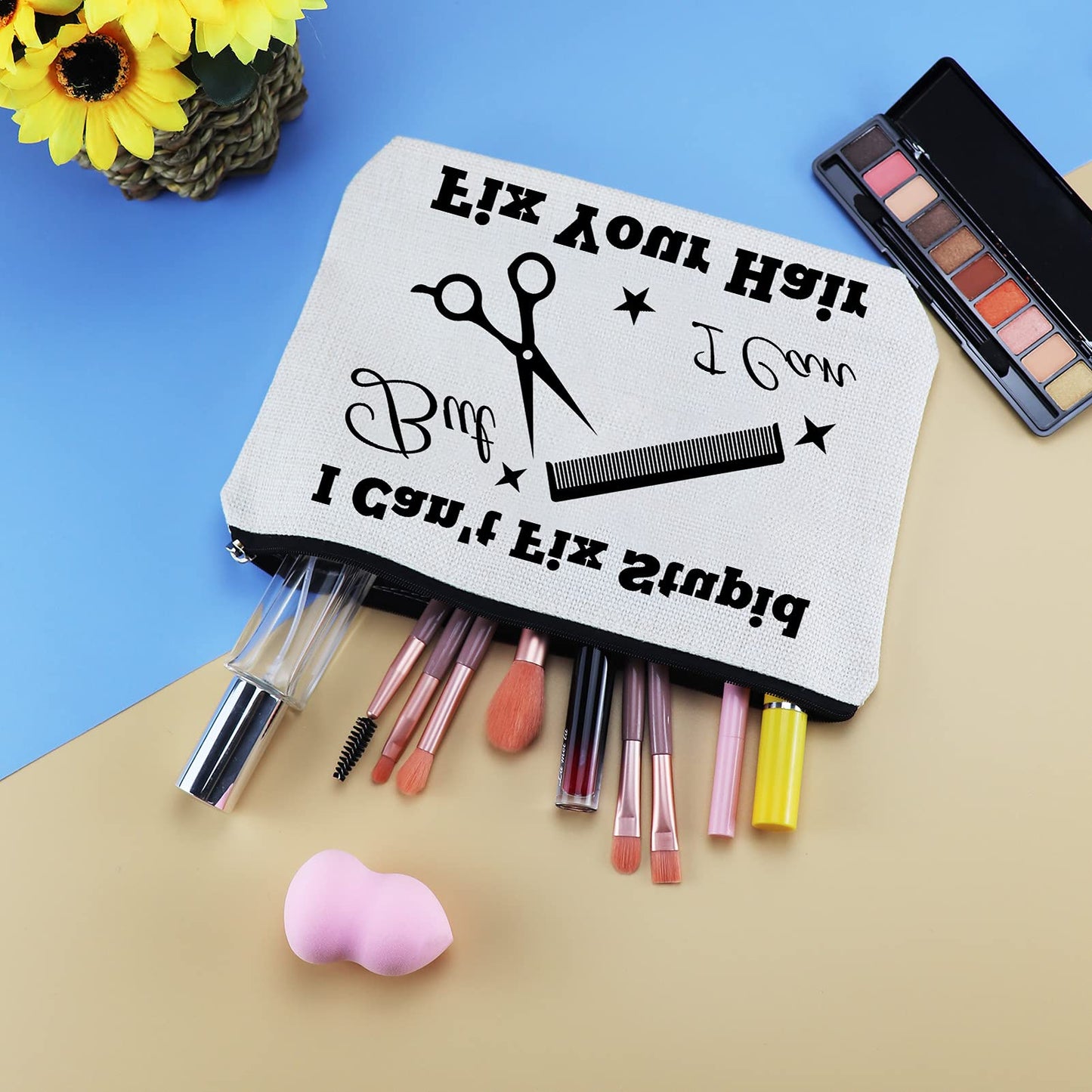 Hairdresser Gifts Hair Stylist Makeup Bag Hair Stylist Gifts Cosmetic Bags Funny Hair Dresser Gift Cosmetic Pouch Zipper Makeup Case Christmas Inspirational Graduation Gift for Hairdresser