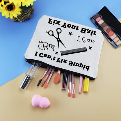 Hairdresser Gifts Hair Stylist Makeup Bag Hair Stylist Gifts Cosmetic Bags Funny Hair Dresser Gift Cosmetic Pouch Zipper Makeup Case Christmas Inspirational Graduation Gift for Hairdresser
