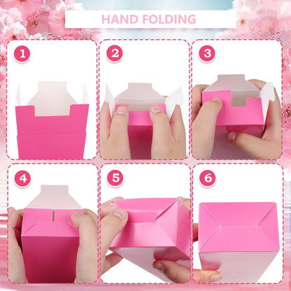 LSKZJR 18 Pack Party Boxes Pink Candy Boxes Gift Bags Party Favor Bags Goodie Bags Treat Bags Pink Doll Favor Box for Birthday