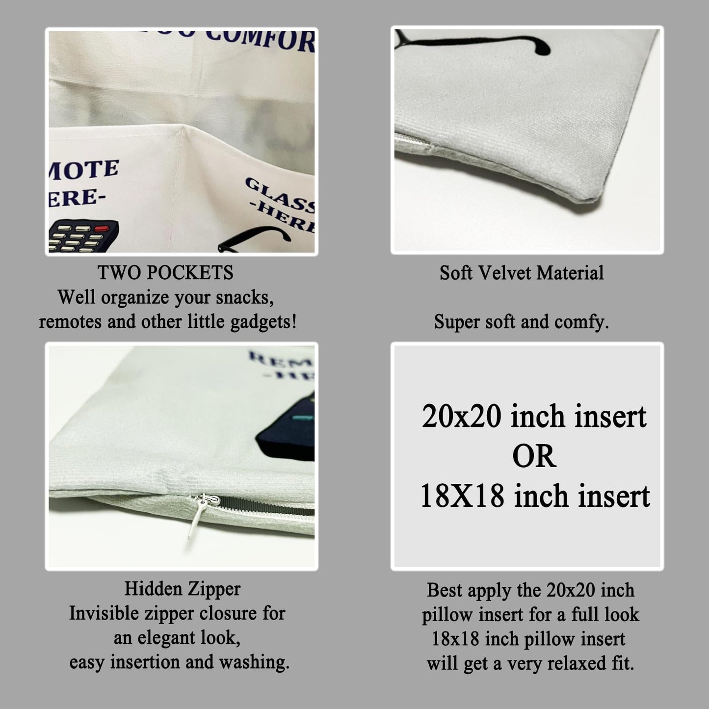 Gifts for Grampy Grandpa Gifts, 2-Pocket 2-Sided Grampy Pillow Covers 18x18 Inch, Father’s Day Birthday Christmas Stocking Stuffers Thanksgiving Day Gifts