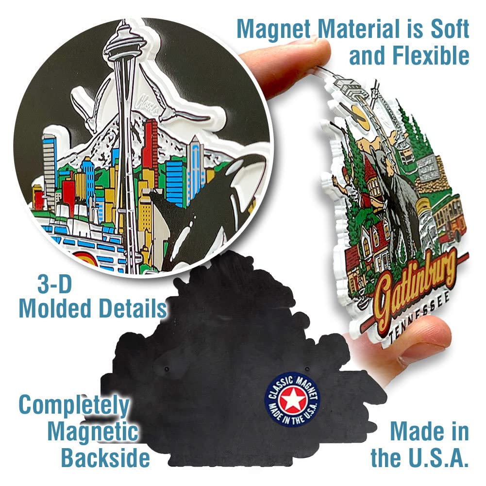 Boston City Magnet by Classic Magnets, 3D Rubber Vintage-Style Collectible Souvenirs and Gifts Made in the USA, 4" x 3.6"