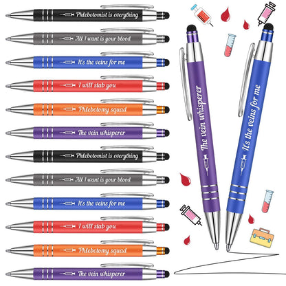 Sayglossy 12 Pcs Phlebotomist Gifts Phlebotomy Pens Bulk Phlebotomist Week Essentials Accessories Graduation Gifts for Nurse Friends Coworkers Nursing Staff Supplies