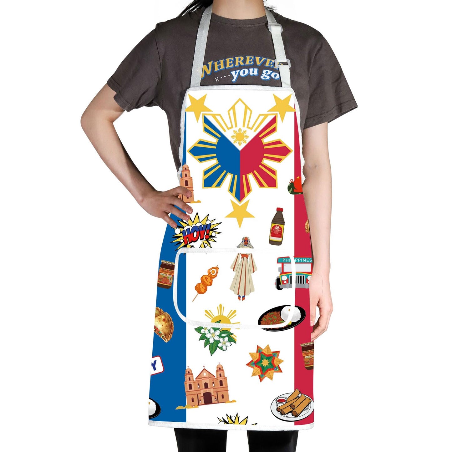 JNIAP Filipino Kitchen Apron Philippines Kitchen Apron Filipino Mom Apron Filipino Chef Gift Philippines Filipino Flag Apron