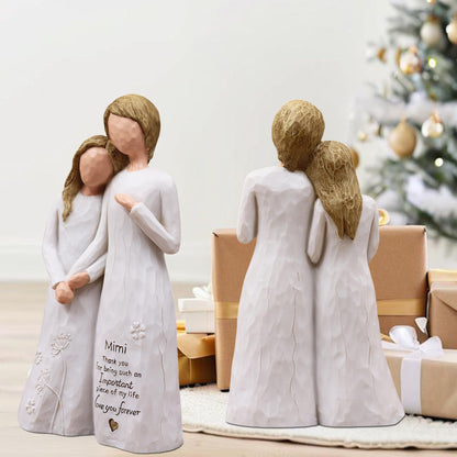 Mimi Gifts for Grandma, Gifts for Mimi, Grandma Gift for Birthday Christmas Mothers Day, Grandmother Granddaughter Embrace Hand-Painted Resin Figure