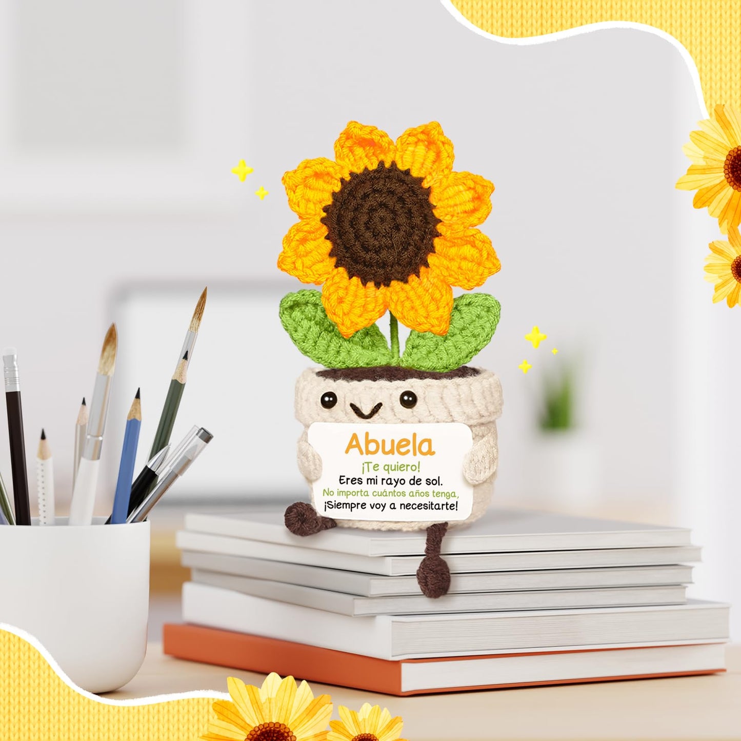 AceThrills Abuela Gifts for Abuela on Birthday Mothers Day, Regalos para Abuela, Regalos de CumpleañOs Navidad para Abuelas Mujer – Girasol Tejido a Mano