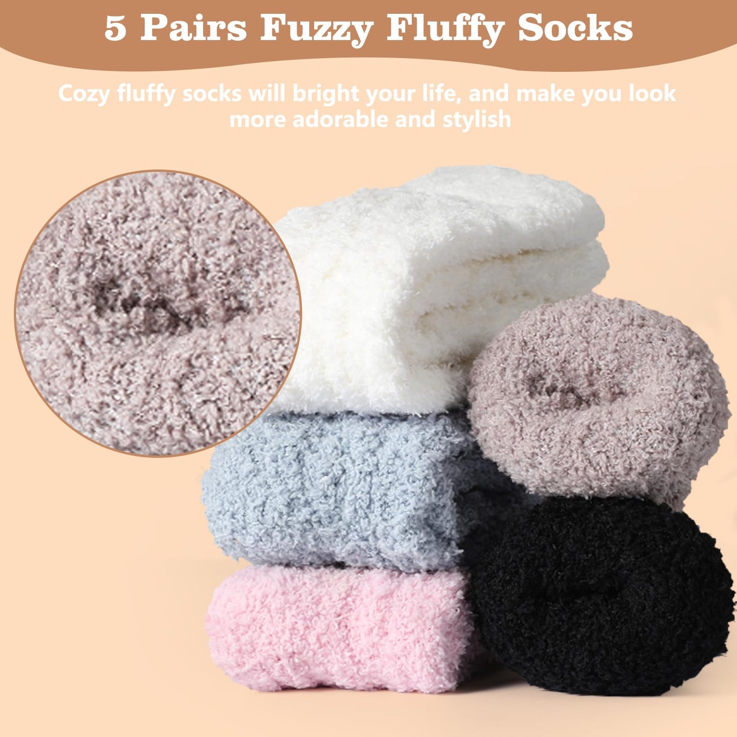 Pleneal Fuzzy Socks for Women - Non Slip Socks Womens, Slipper socks Hospital Sock with Grips for Women, Warm Fluffy Sock