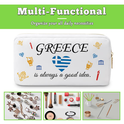 Greece Gifts for Women Makeup Bag Gifts for Greece Lovers Greece Trip Gift Greek Gift Greece Travel Gifts for Family Friendship Gift Greek Vocation Cosmetic Bag Girls Weekend Gift Travel Pouch