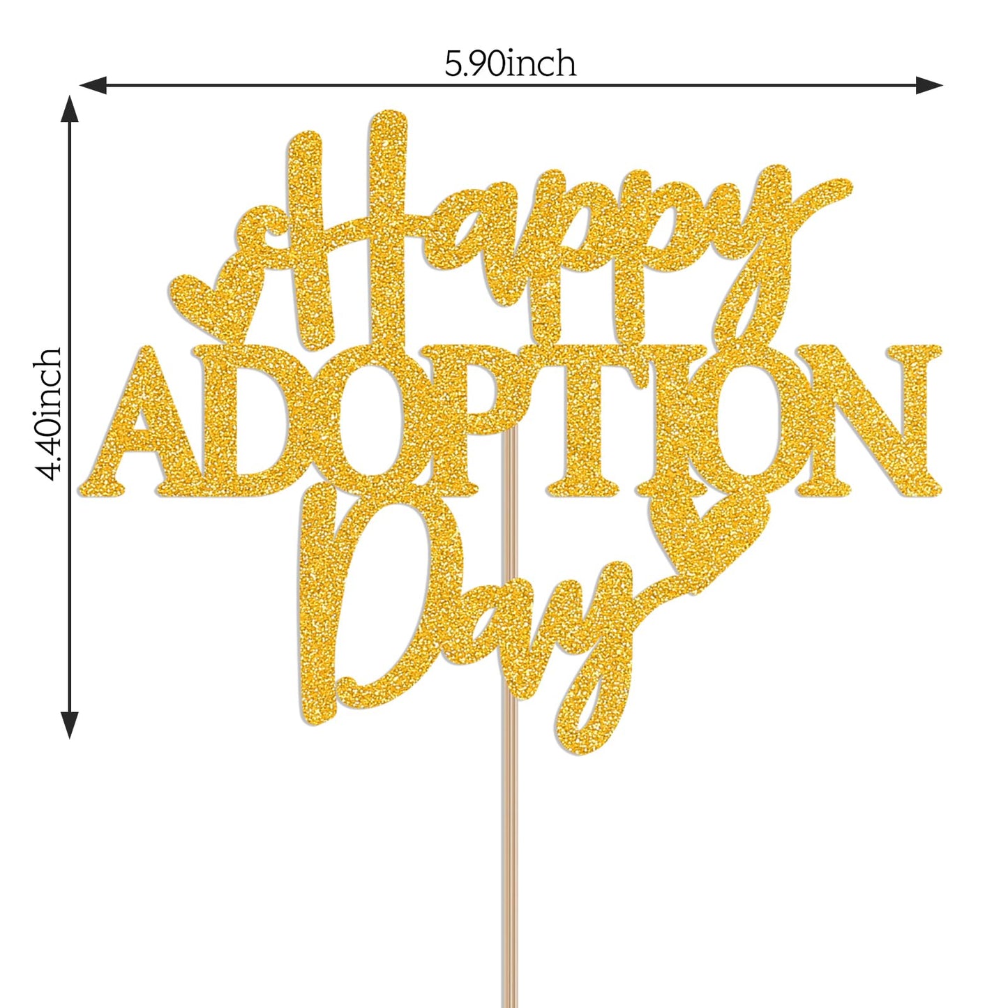 Happy Adoption Day Cake Topper - Love Makes a Family Cake Decor, Child Pet Adoption Anniversary Party Supplies Gold Glitter