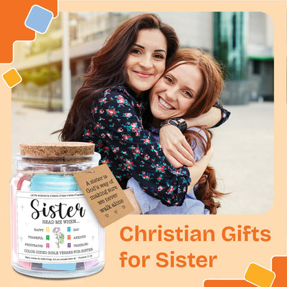 NewEleven Inspirational, Birthday Gift For Sister, Sisters In Law, Soul Sis - Sisters Gifts From Sister, Brother, Friend, Family - Bible Verse Jar
