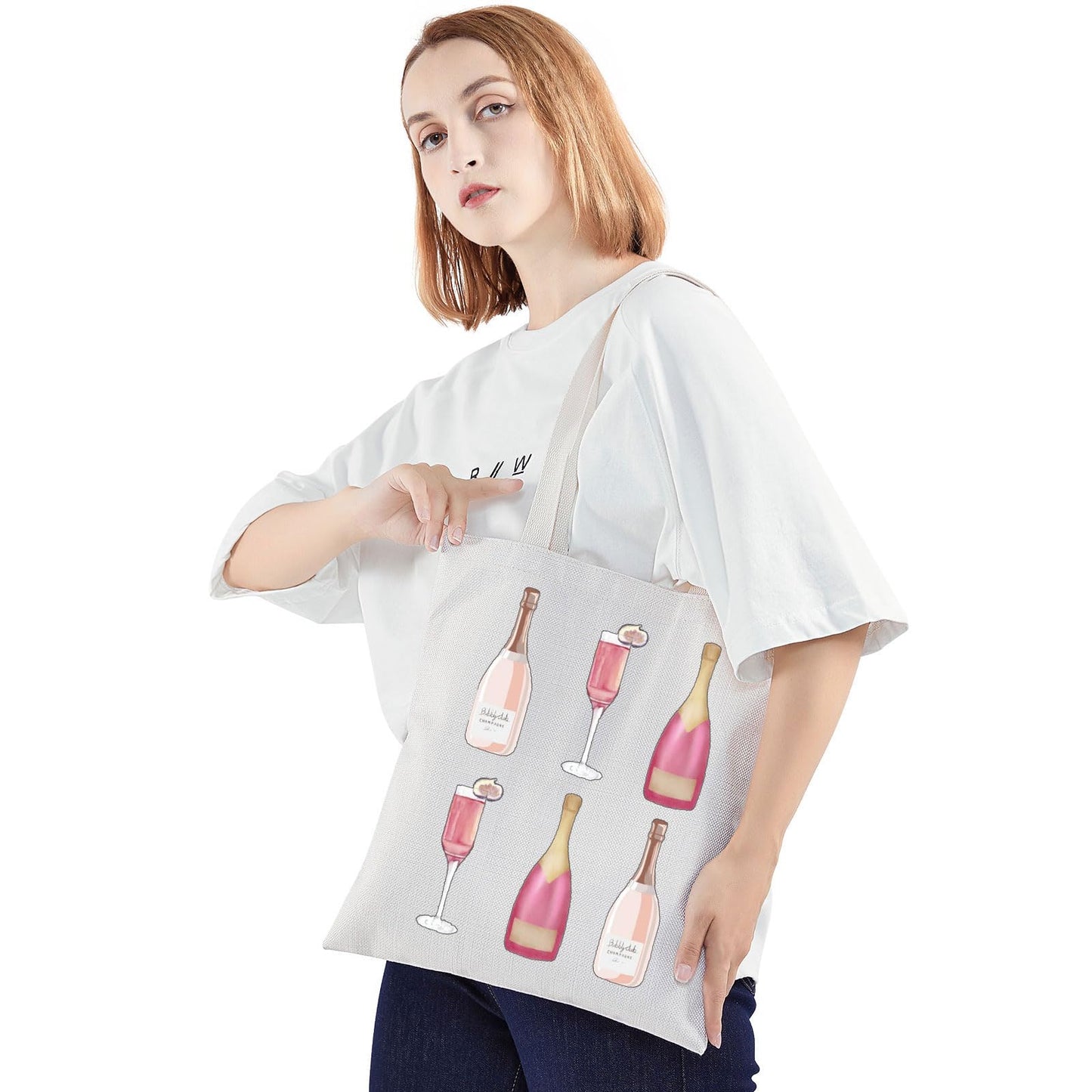 JNIAP Champagne Tote Bag Champagne Lover Gifts Champagne Shoulder Bag Champagne Bachelorette Tote Bag