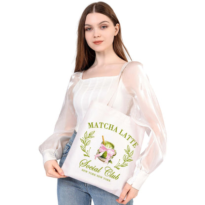 MEIKIUP Matcha Latte Lover Gift - Reusable Grocery Bags & Matcha Barista Gift