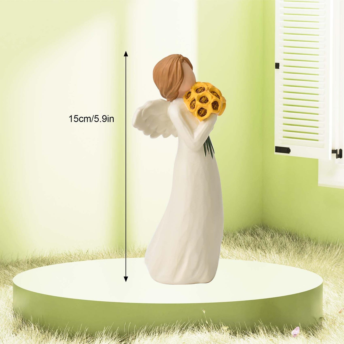 Sunflower Gifts for Women, Guardian Angel Statue, Angels Figurines, Woman Holding Sunflowers Figurines for Thanksgiving, Mother's Day or Birthday