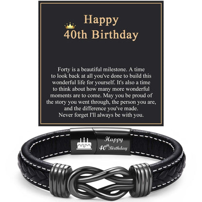 13th 16th 17th 18th 21st Birthday Gifts for Boys Him Male, Happy Birthday Leather Bracelet Gifts for 13 16 18 21 Year Old Boy Male Man Son Grandson Nephew Brother Friend with Sweet Birthday Card