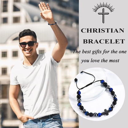 Teen Boy Gifts Cross Bracelet First Communion Baptism Confirmation Gifts for Boys Christian Jejus Jewelry for Teenage Easter Stuffers