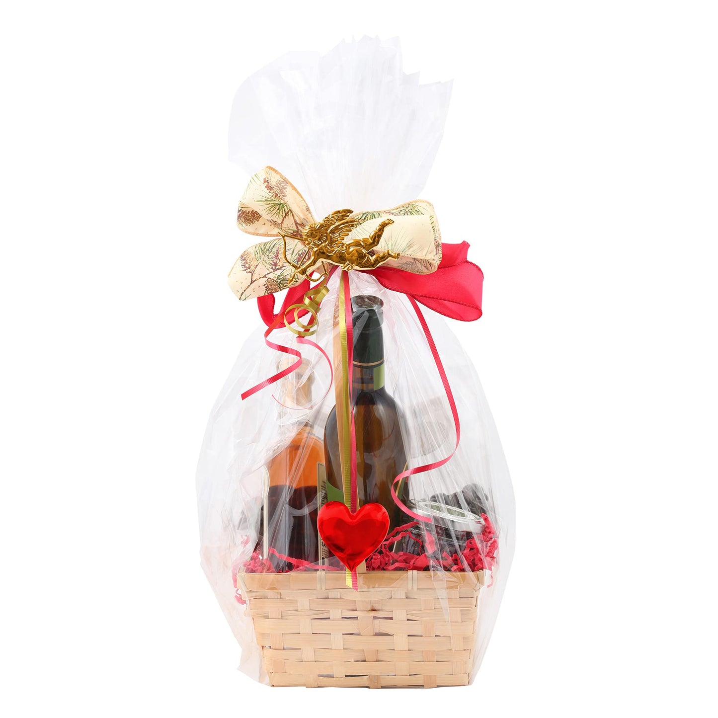 Wowfit 10 CT 16x24 Inch Clear Cellophane Gift Bags – Cello Bags for Gift Baskets, Raffle Prizes, Easter, Baby Shower, Bridal Shower & Holidays | Food Safe, No Gusset (Ribbon Not Included)