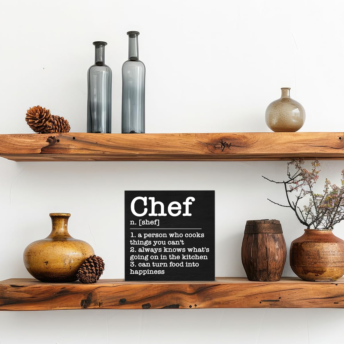 Chef Decor Chef Definition Wooden Box Sign for Home Kitchen Dinner Room Shelf Wall Decor, Cooking Gifts for Chefs Pastry Baker Culinary Student Teacher Cooking Lovers